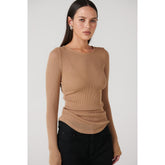 MYLES CREW NECK TOP - LATTE